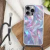 Golvend - Pasteltinten - Glanzend - Stof Hoesje iPhone 16 Pro Max met koord klein -sfeer4