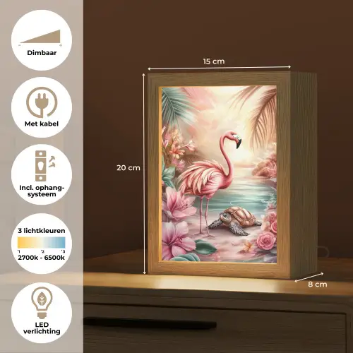 Flamingo - Schildpad - Roze Light Box met kabel klein -USP_NL