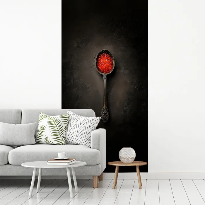 Zwart - Lepel - Caviar fotobehang vinyl groot -woonkamer