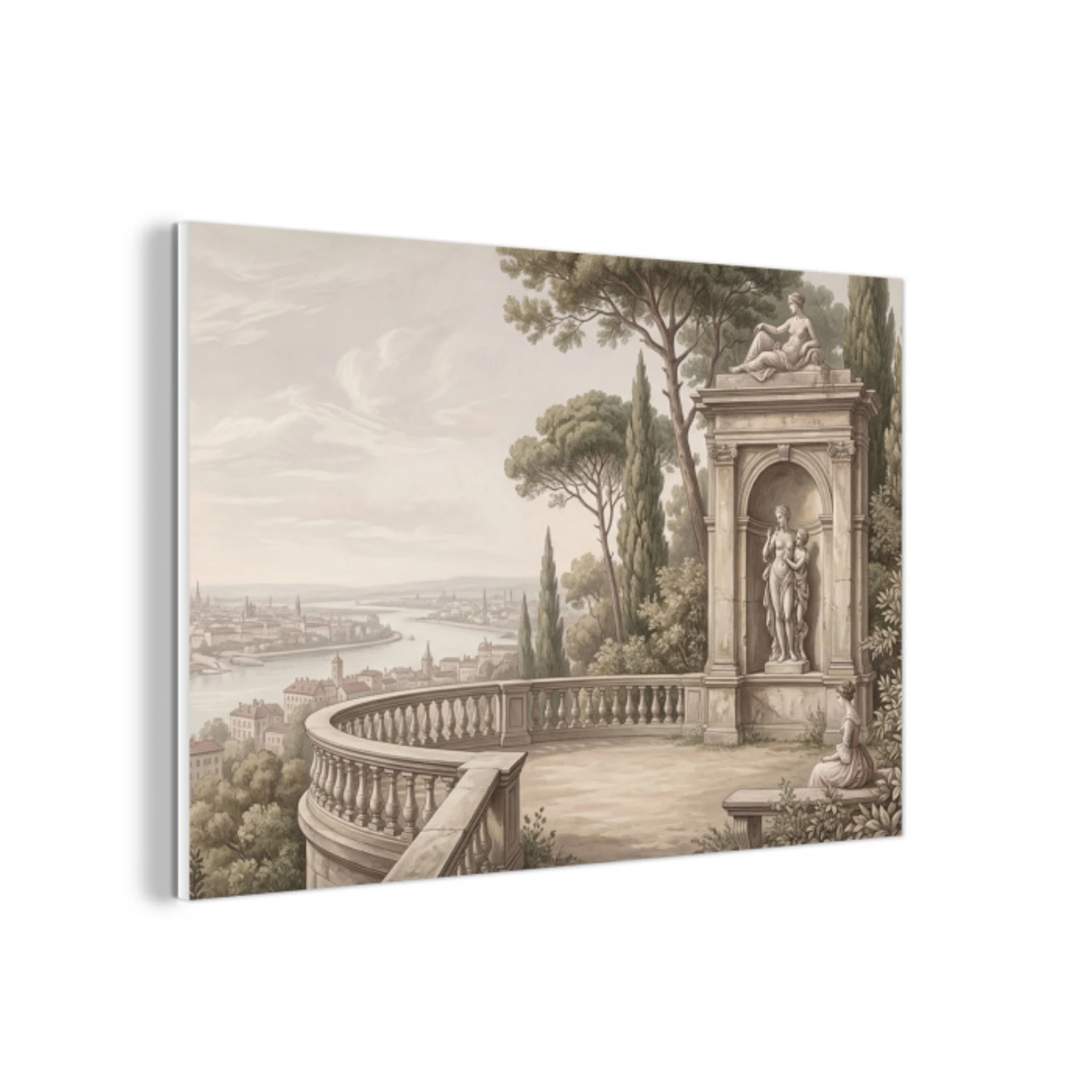 Terras - Stad - Uitzicht - Rivier forex 5mm xxl -3d