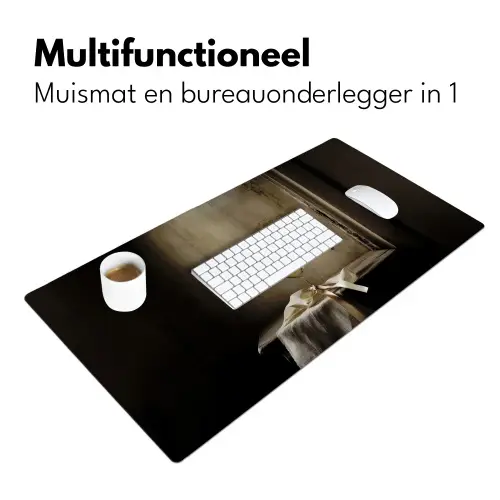 Strik - Beige - Witte - Wijn Muismat XXL klein -sfeer4