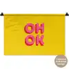 Oh ok - 3D - Geel - Roze Wandkleed katoen klein -t3d_DE
