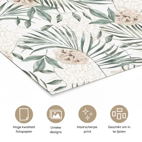Bohemian - Bloemen - Bladeren - Jungle - Tropical poster papier klein -closeup_NL