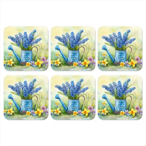 Lavendelbloemen - Quote - Gieter onderzetter kurk middel -3d