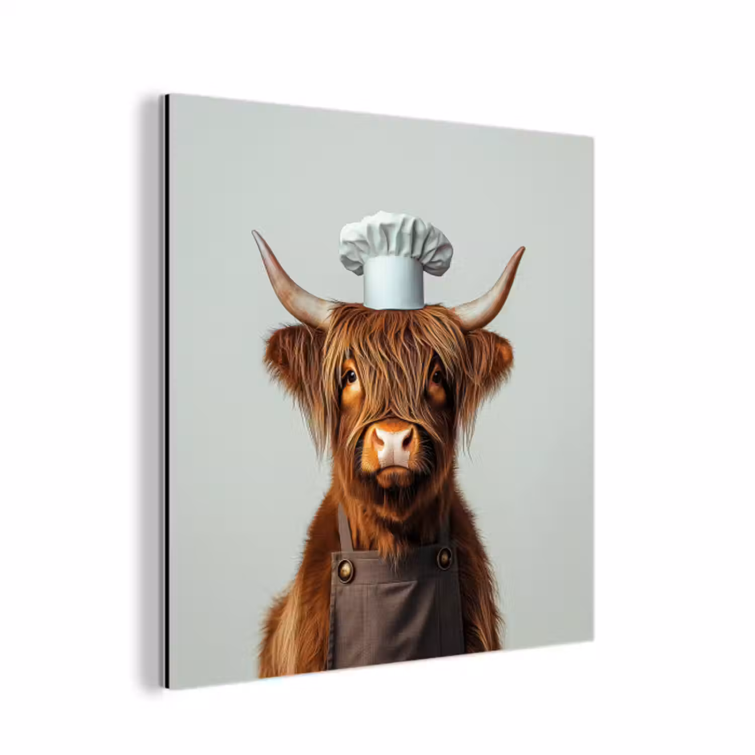 Aluminium schilderij - Schotse Hooglander - Bruin - Hoorns - Kokskleding