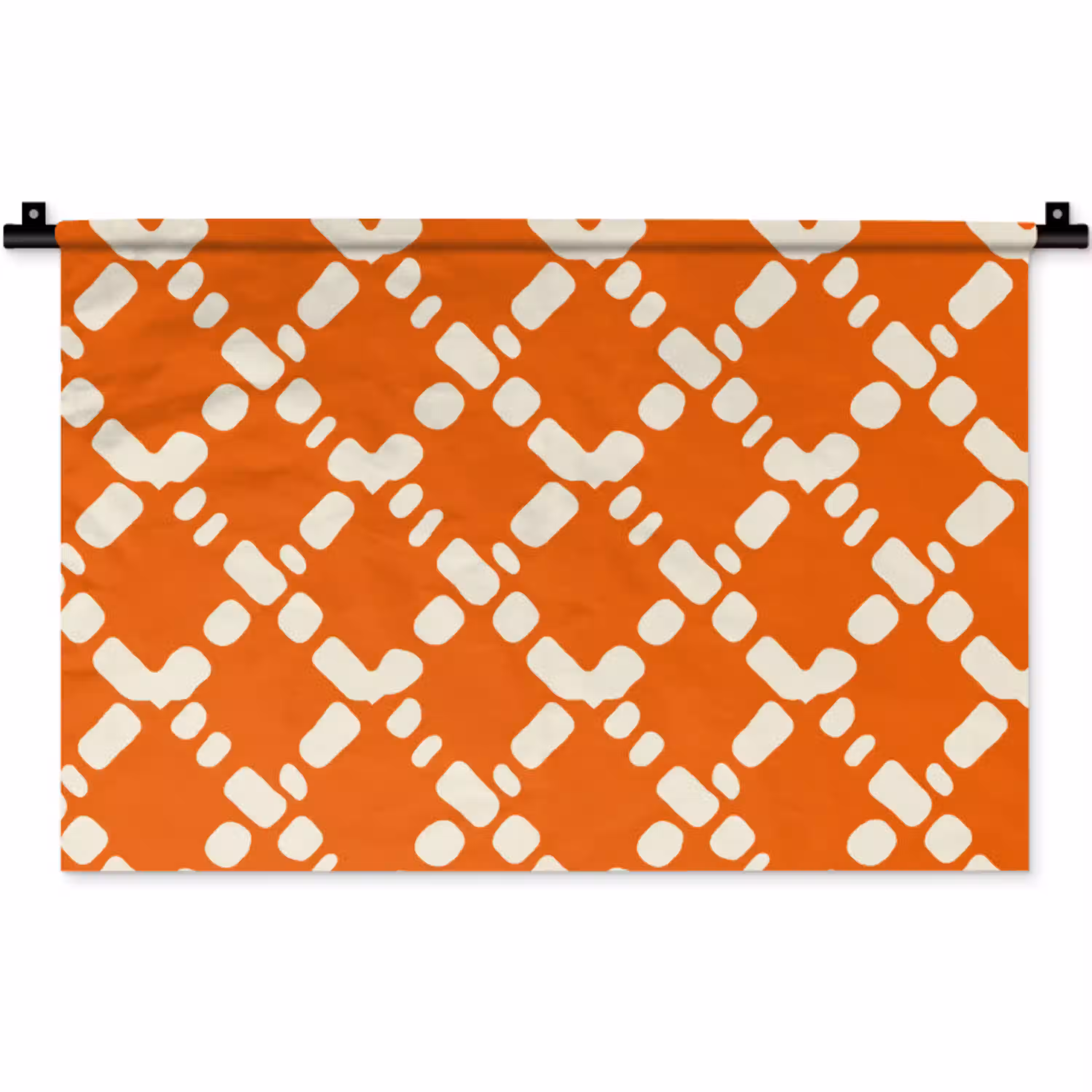 Oranje - Ruitpatroon - Wit Wandkleed katoen klein 269 -zz3d