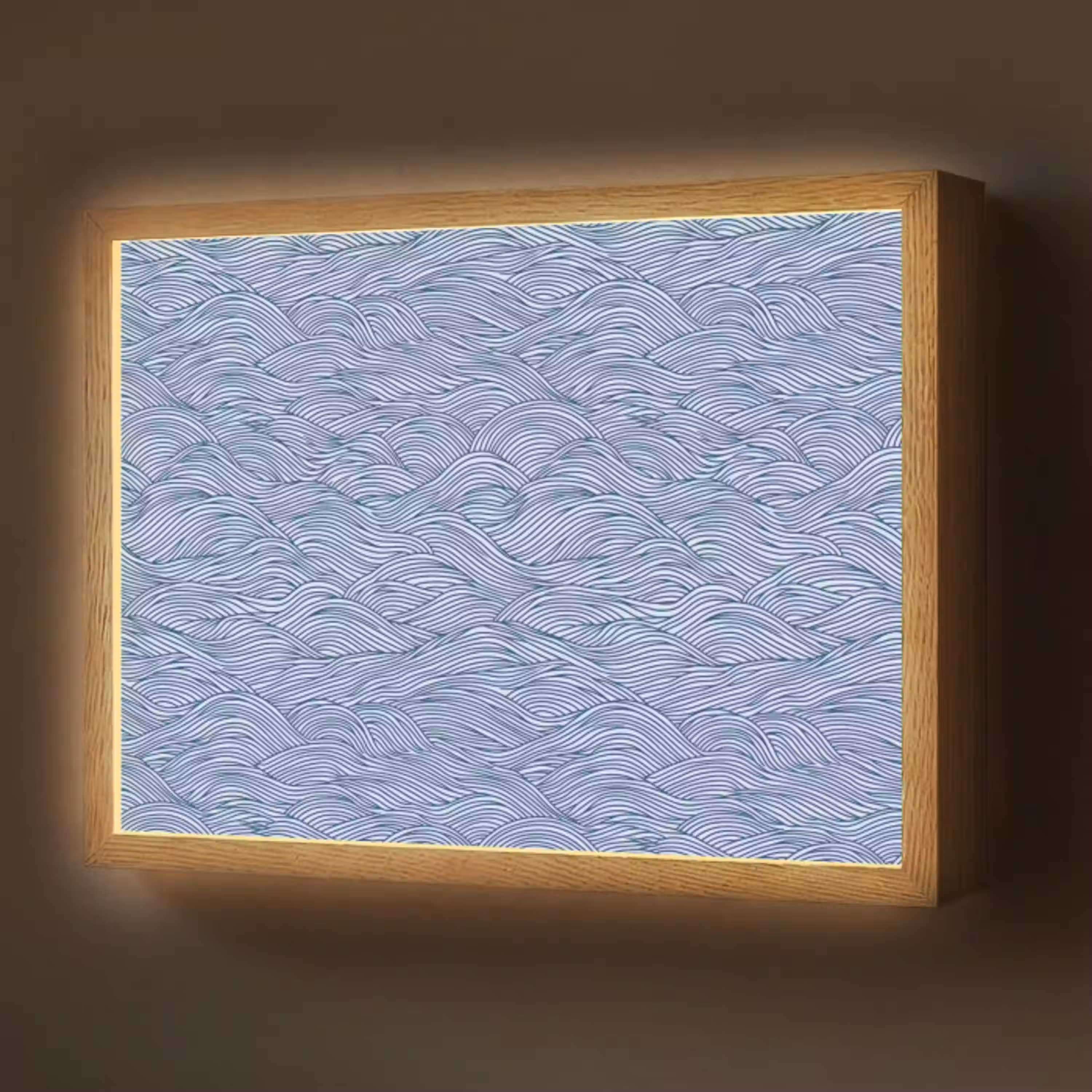 Golven - Ritmisch - Blauw Light Box met batterij (Wandlamp) middel 907 -z3d_website