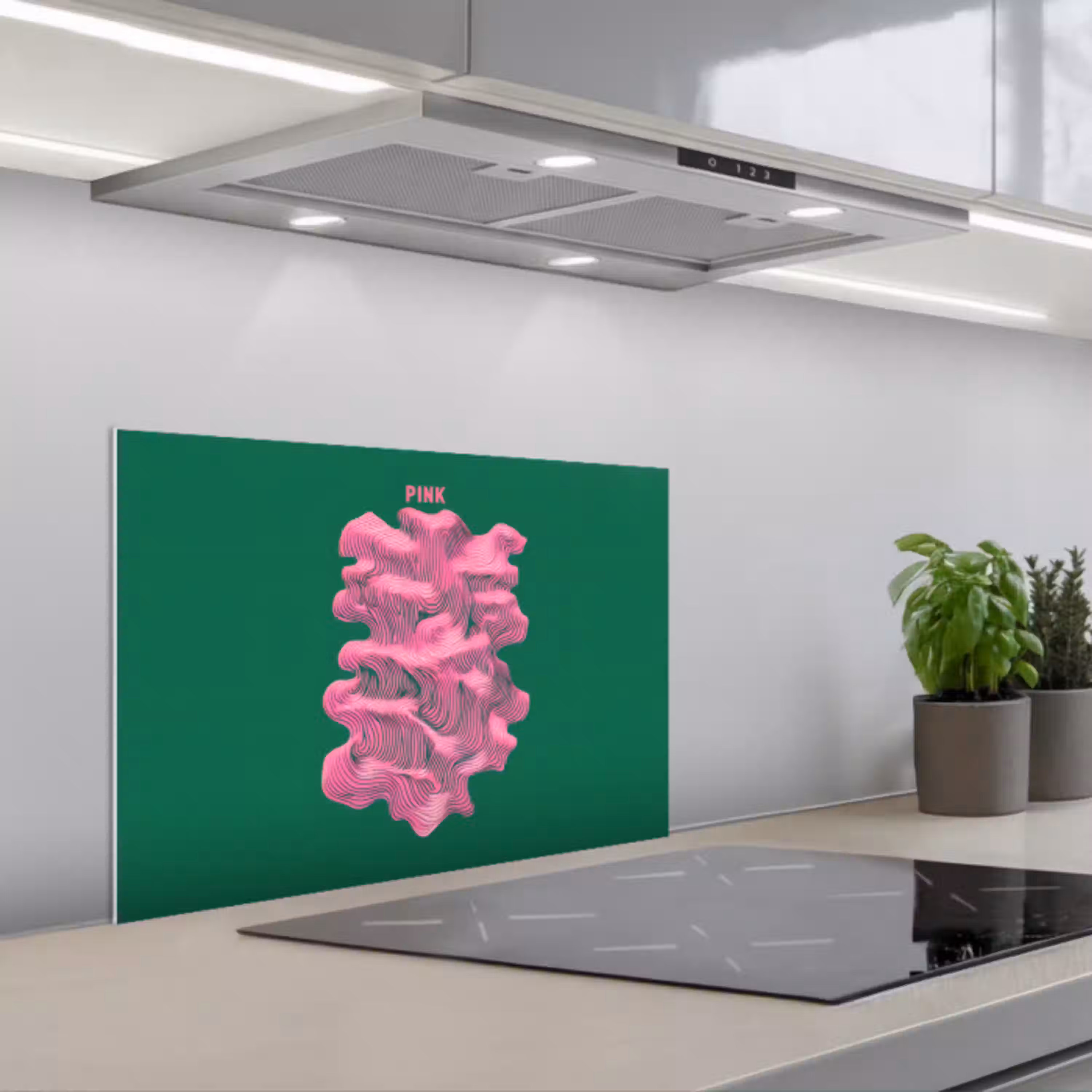 Abstract - Pink - Lijnen - Groen keuken achterwand spatscherm klein -3d_schuin