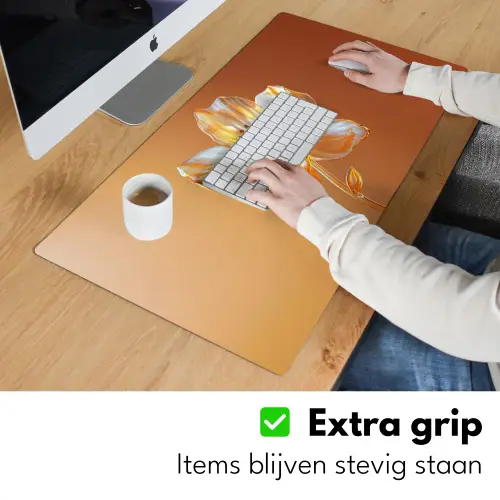 Glazen - Bloem - Oranje Muismat XXL klein -sfeer3