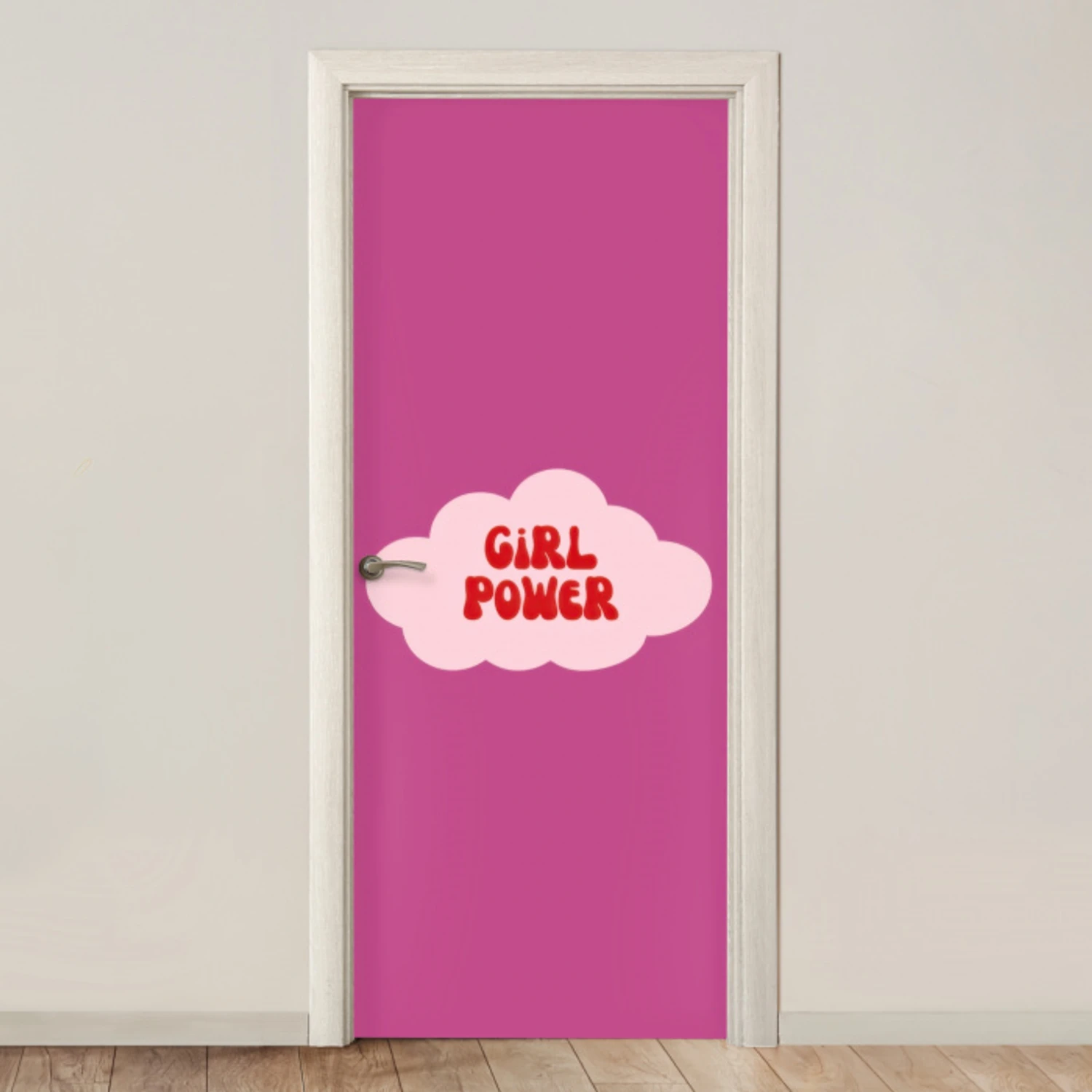 Girl power - Wolk - Roze deurposter klein -3d_beige