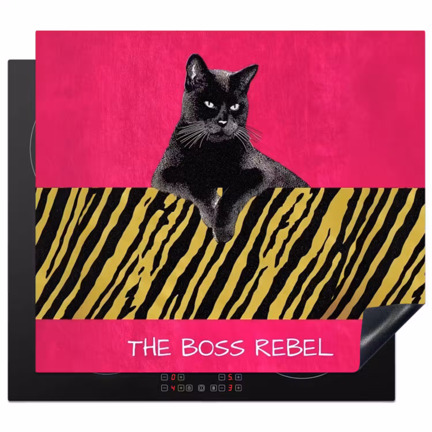 Inductie beschermer - Kat - Baas - Roze - Tijgerprint