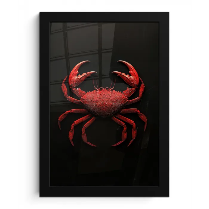 Krab - Rood - Vissen - Schaaldieren fotolijst zwart zonder passe partout klein -3d