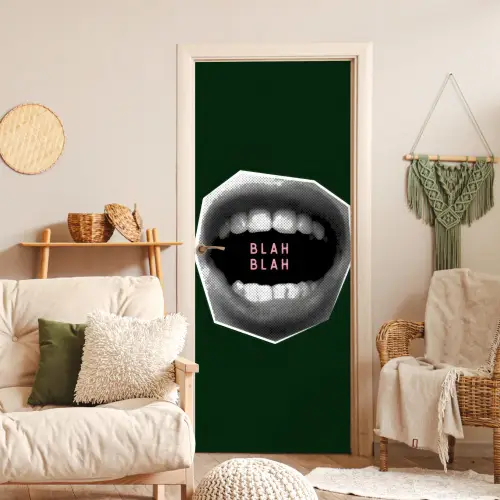 Mond - Groen - Illustratie - BLAH BLAH deurposter klein -sfeer2