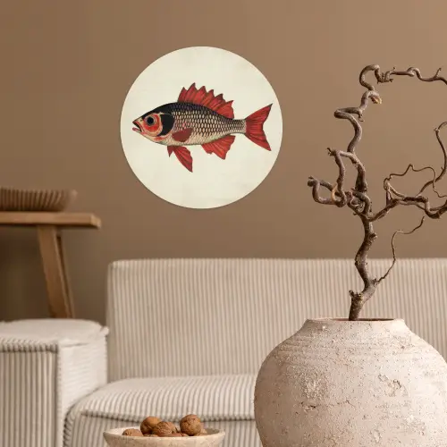 Schubben - Rood - Vis - Vinnen Wandcirkel behangsticker klein -sfeer1