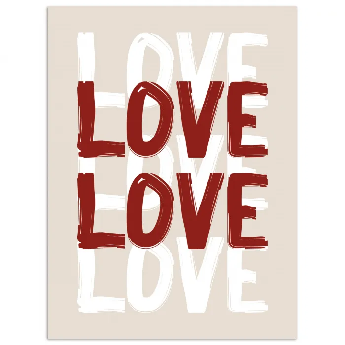 Love - Rood - Tekst poster papier klein -3d