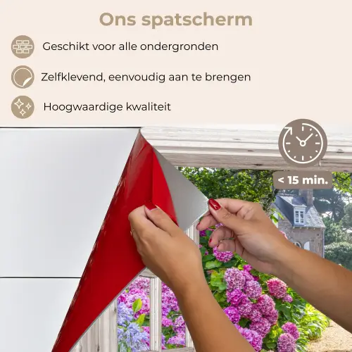 Hortensia - Doorkijk - Bloemen - Zomer - Paars - Pad keuken achterwand spatscherm klein -spatscherm_NL