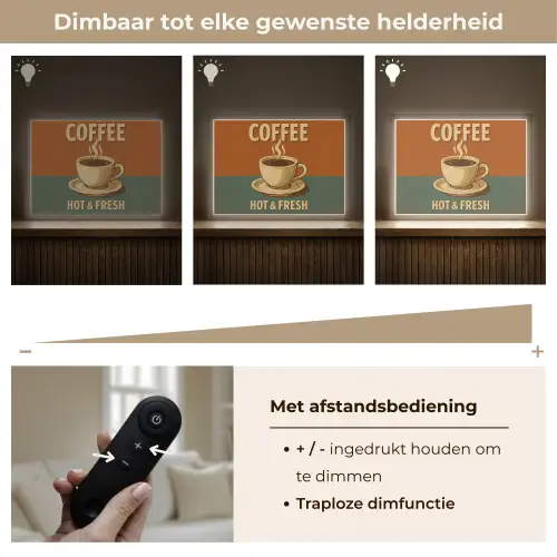 Koffie - Kop - Vintage - Quote Light Box met batterij (Wandlamp) middel -USP_dimbaarNL