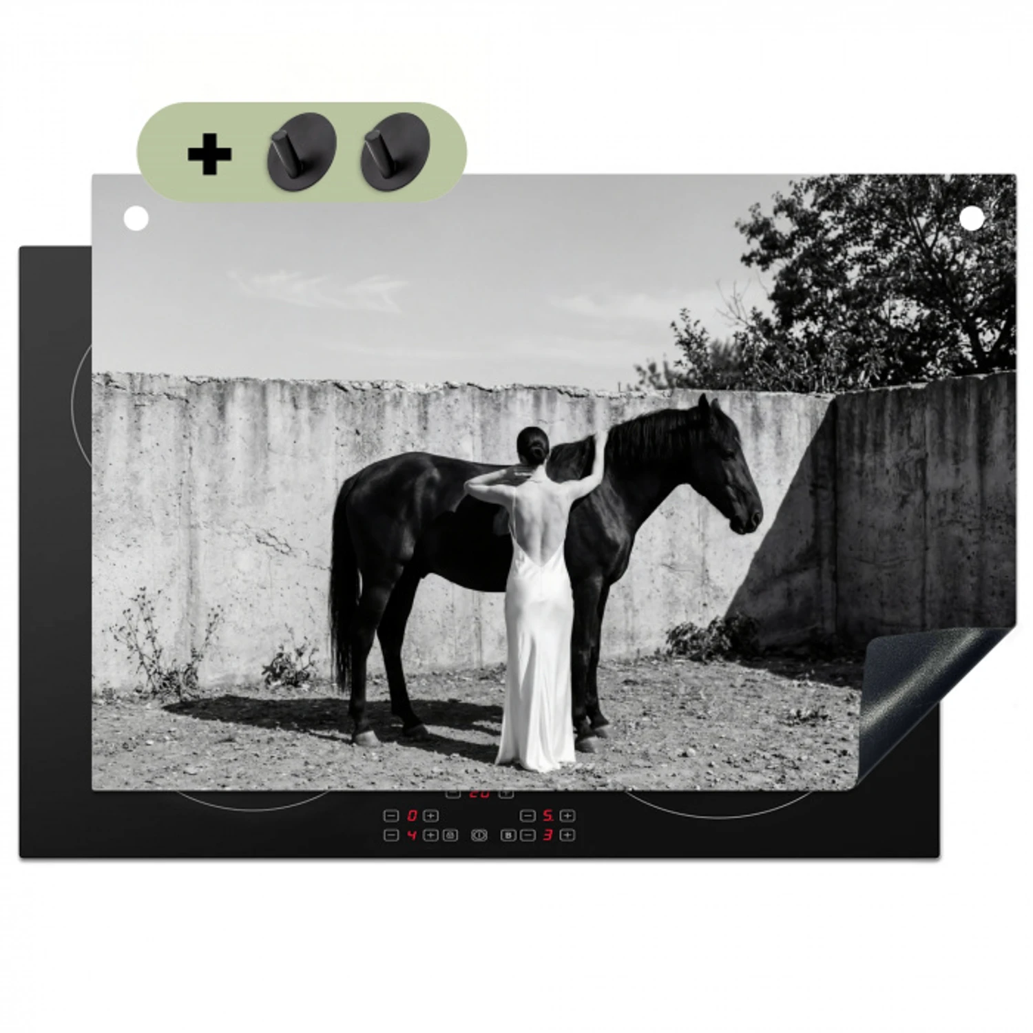 Vrouw - Paard - Artistiek Inductie beschemer met haakjes klein -3d