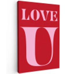 Rood - Love - Valentijn - Roze Tuinposter op houten frame 2 cm dik klein -3d