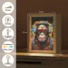 Chimpansee - Aap - dieren - Graffiti - Bril - Koptelefoon - Kleuren Light Box met kabel (Tafellamp) klein -USP_NL