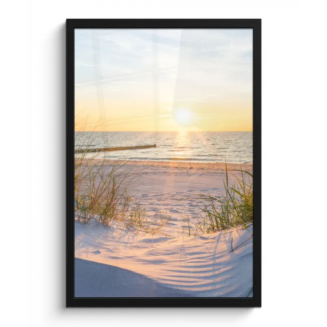 Poster met lijst - Strand - Zon - Duin - Gras - Zand - Horizon