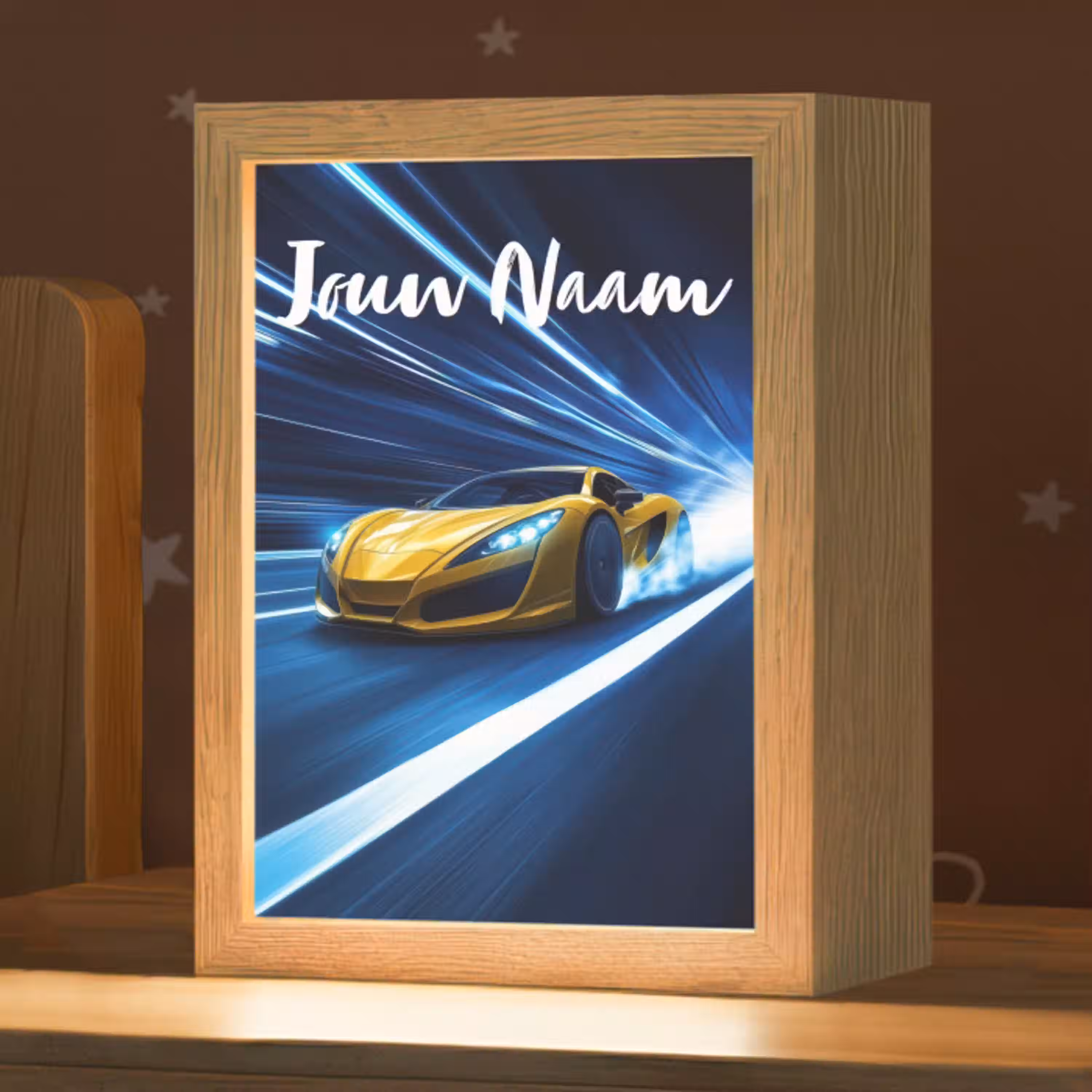 Auto - Geel - Race - Blauw Light Box met kabel (Kinderlampje) klein -zzz_3d_website