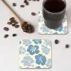Hibiscusbloemen - Blauw - Patroon - Tropisch onderzetter kurk middel -sfeer2