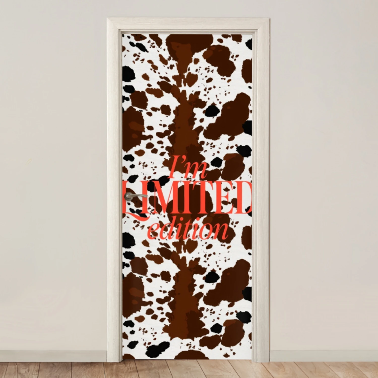 Koeienprint - Limited edition - Rood deurposter klein -3d_beige