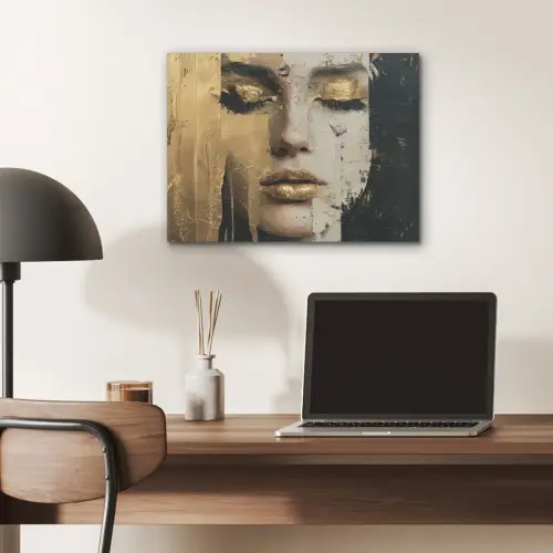 Abstract - Goud - Gezicht - Lippen PET vilt klein -sfeer5