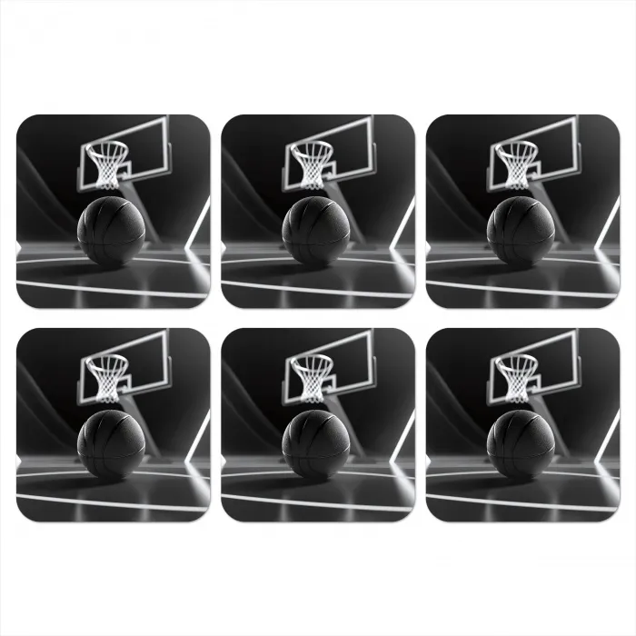 Basketbal - Basketbalveld - Lichtlijnen onderzetter kurk middel -3d
