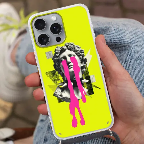 Buste - Verf - Geel Hoesje iPhone 16 Pro Max met koord klein -sfeer3