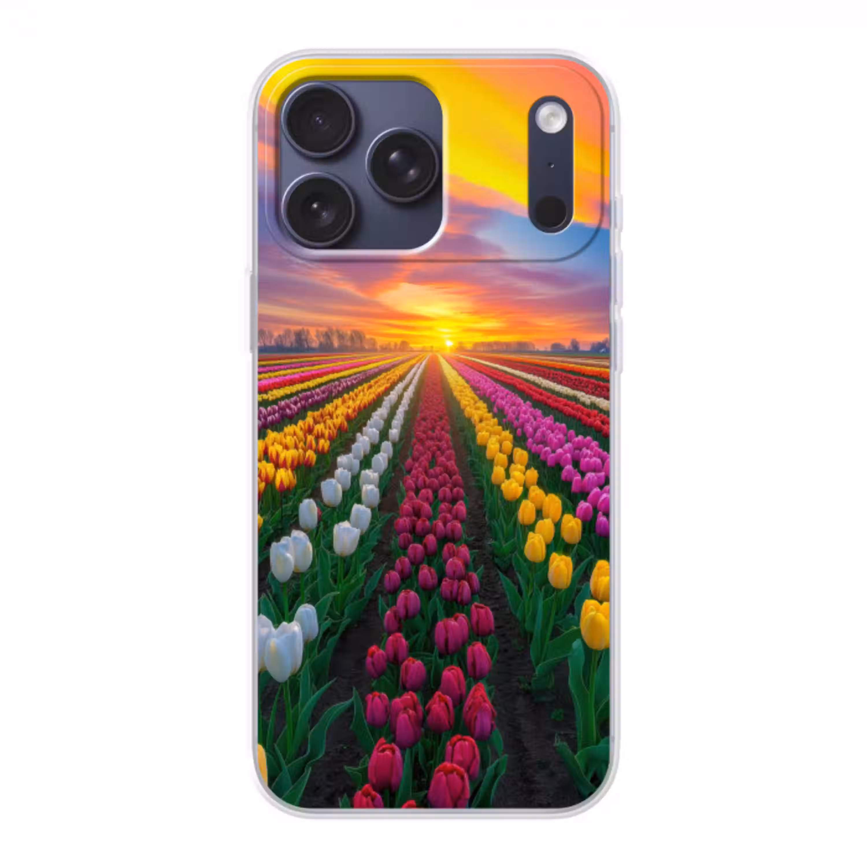 Tulpenveld - Zonsondergang - Kleurrijk Telefoonhoesje iPhone 17 Pro Max klein -3d