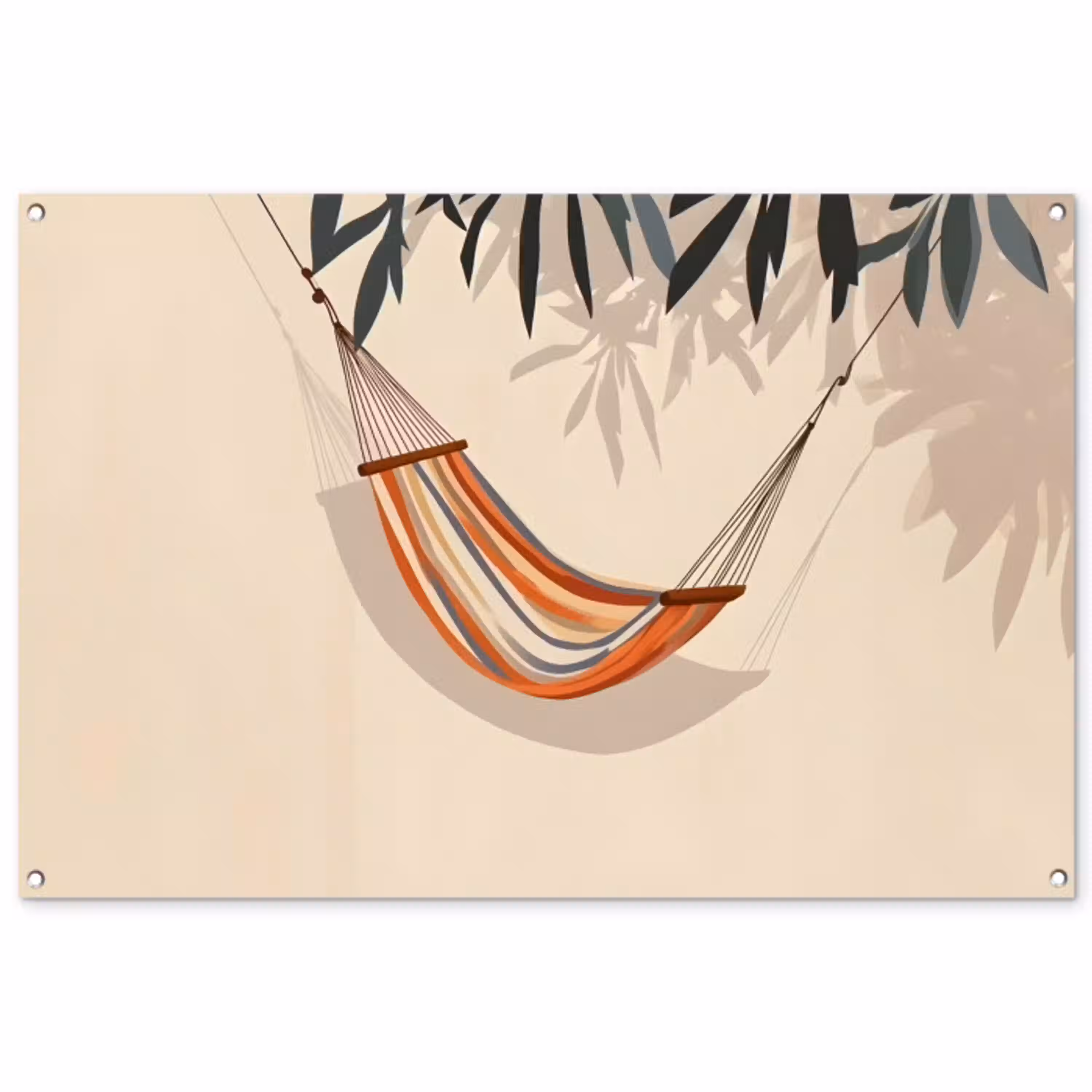 Hangmat - Kleurrijk - Bladeren - Schaduw tuinposter los doek groot -3d