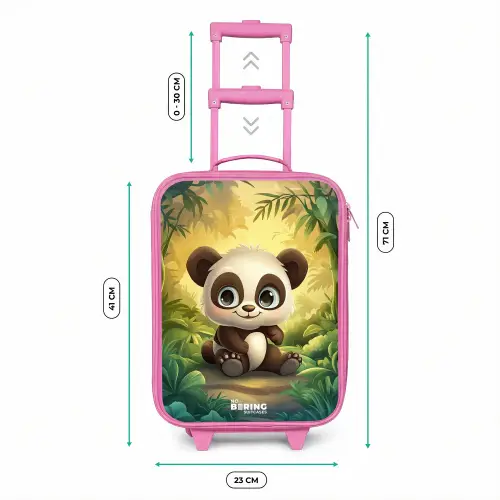 Panda - Bamboebos - Groen Kinderkoffer - Roze klein -productfoto_formaten