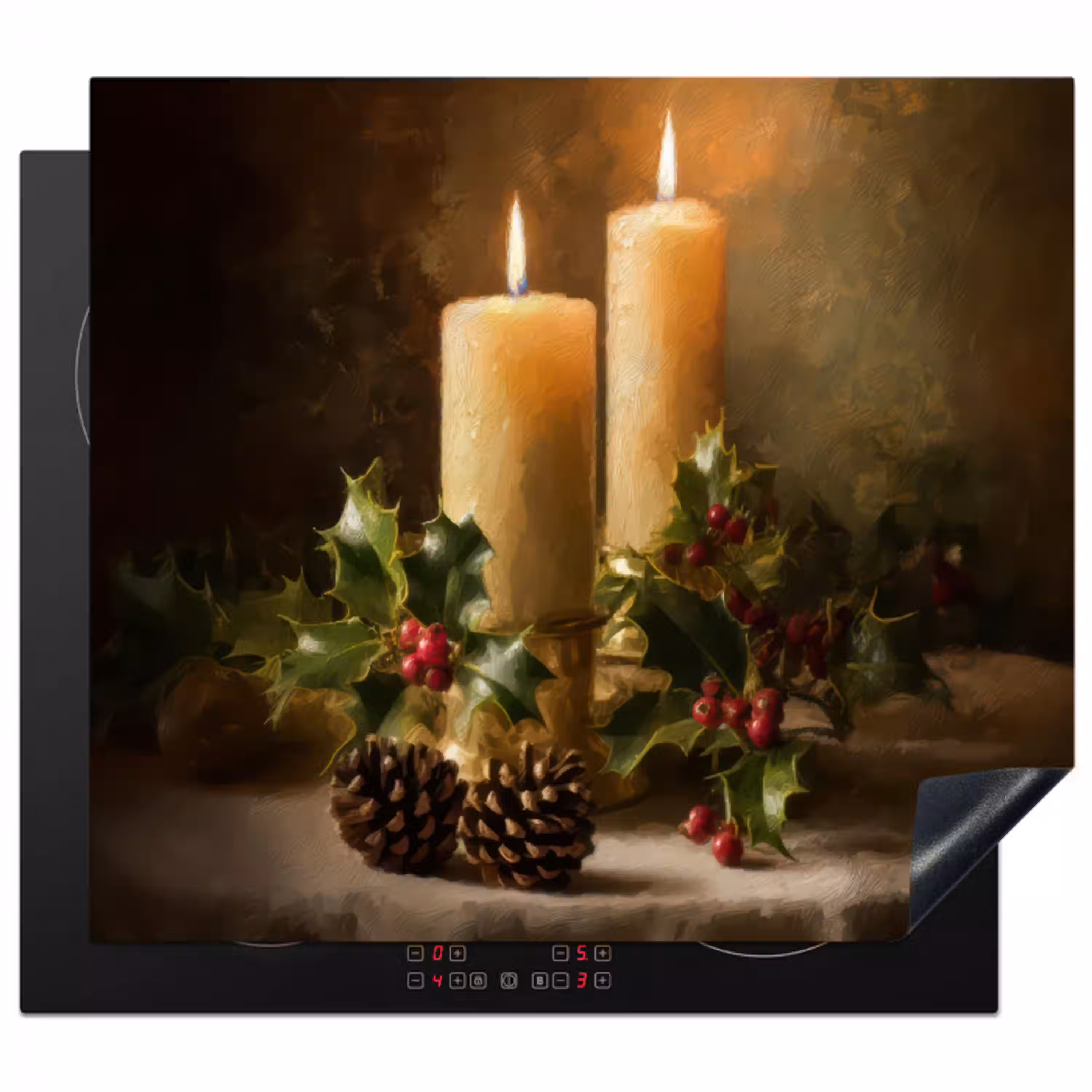 Kaarslicht - Kerst - Veelkleurig Inductie beschermer vinyl 3mm middel -3d