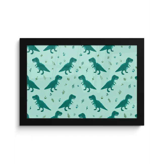 Donkergroen - Dinosaurussen - Afdrukken - Bladeren fotolijst zwart zonder passe partout klein -3d