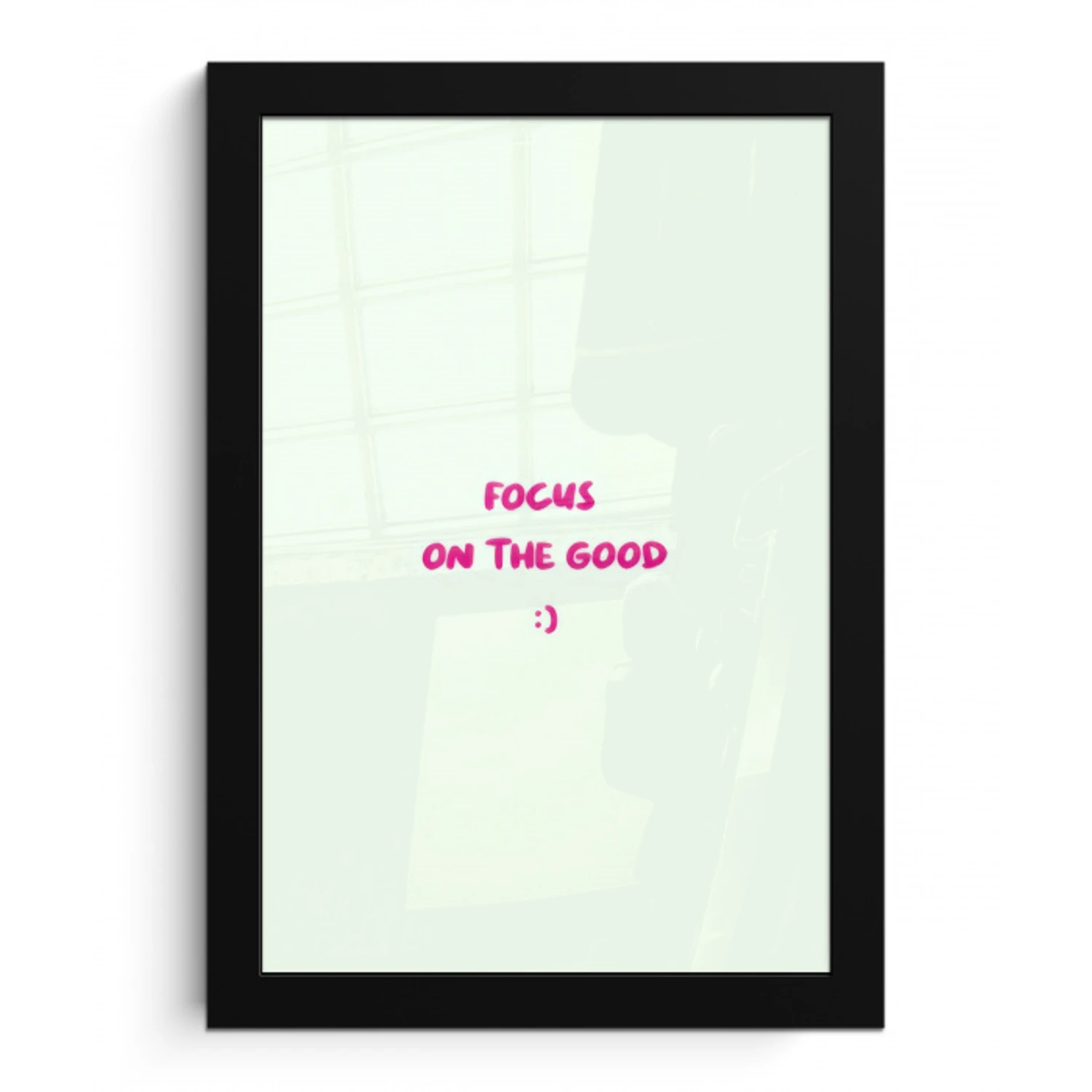 Focus - Beige - Roze - Smiley fotolijst zwart zonder passe partout klein -3d