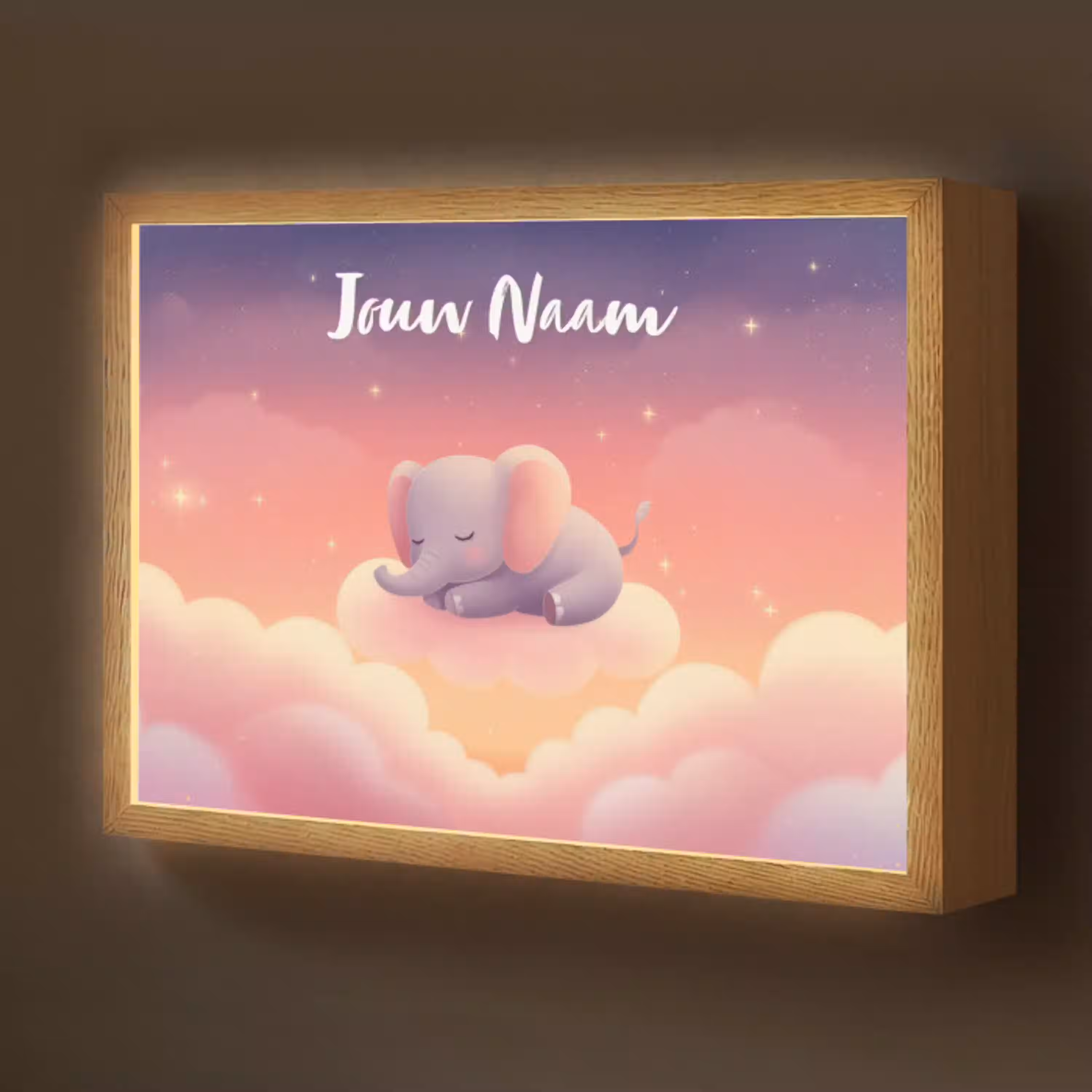 Dier - Roze - Wolken Light Box met batterij (Wandlamp kind) middel -z3d_website