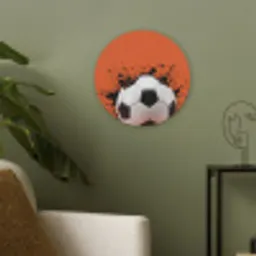 Voetbal - Verf - Sport - Oranje Akoestische PET Vilt - Rond klein -sfeer2