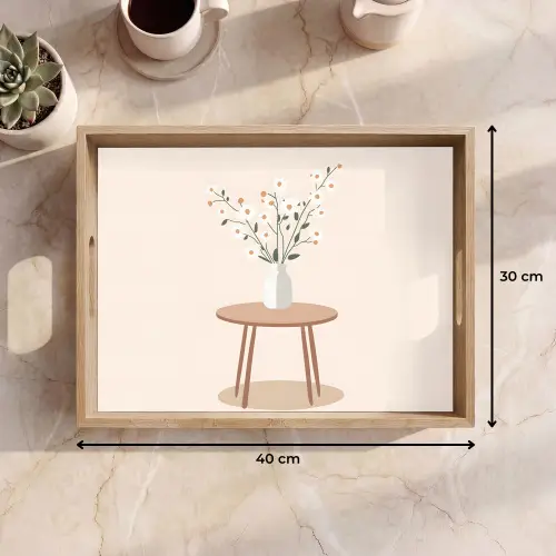 Vaas - Bloemen - Madeliefjes - Beige Dienblad Rechthoek middel -USP_Formaat