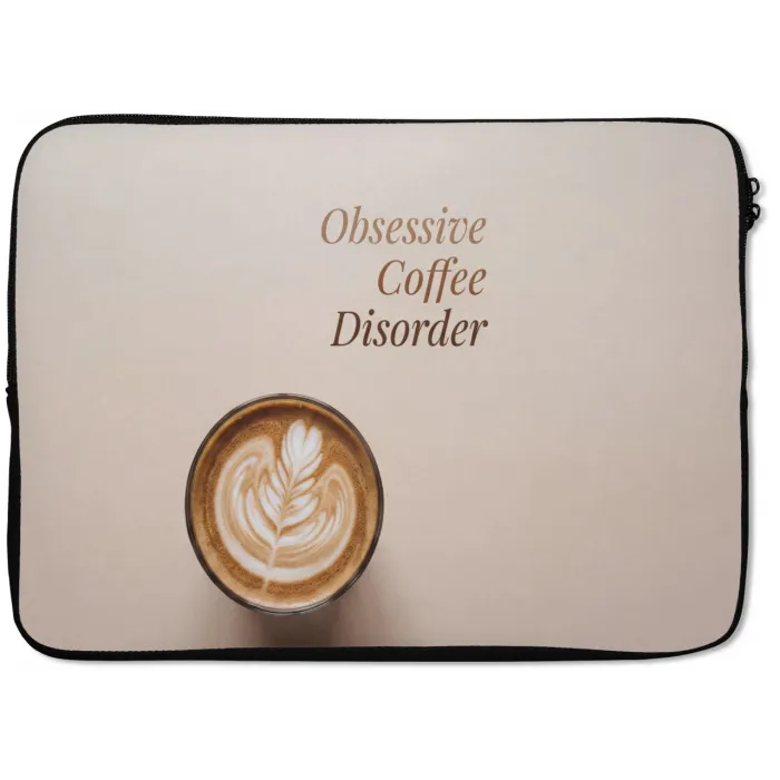 Koffie - Obessive Coffee Disorder - Beige laptophoes neopreen klein -zkaufland3dotto