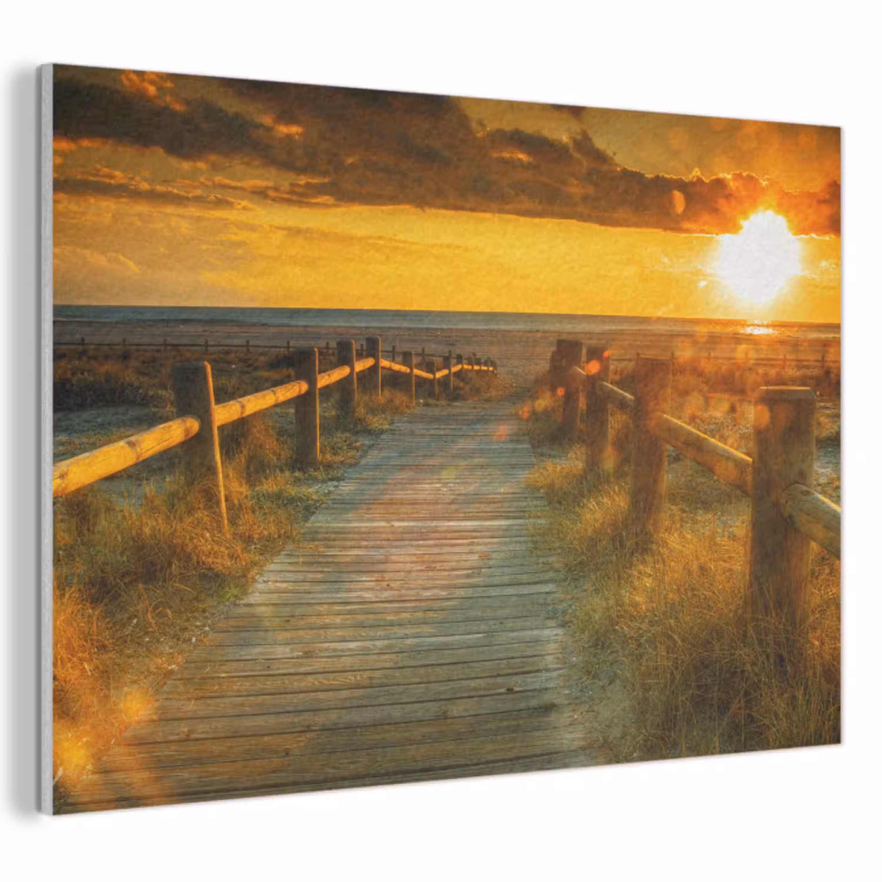 Zon - Strand - Duin - Horizon - Gras - Pad - Oranje PET vilt klein -3d