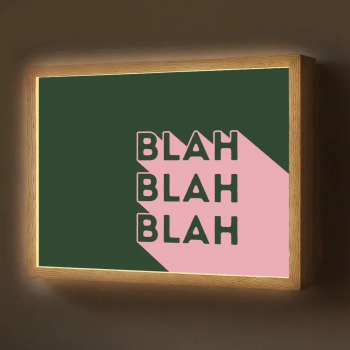 Donkergroen - Tekst - Schaduw - Grafisch Light Box met batterij (Wandlamp) middel -z3d_website