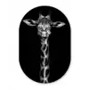 Giraffe - Portret - Dieren - Zwart - Wit Wandcirkel Ovaal Forex klein -3d