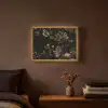 Bloemen - Zwart - Goud - Line art Light Box met batterij (Wandlamp) middel -sfeer4