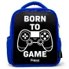 Born to game met controller Kinderrugzak - Blauw middel -3d