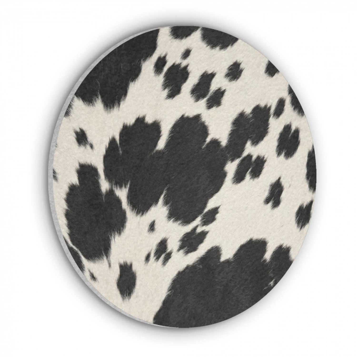 Patroon - Vacht - Zwart - Wit Akoestische PET Vilt - Rond klein -3d