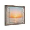 Doorkijk - Zee - Boot - Zonsondergang PET vilt klein -3d
