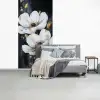 Bloemen - Wit - Abstract fotobehang vinyl groot -slaapkamer