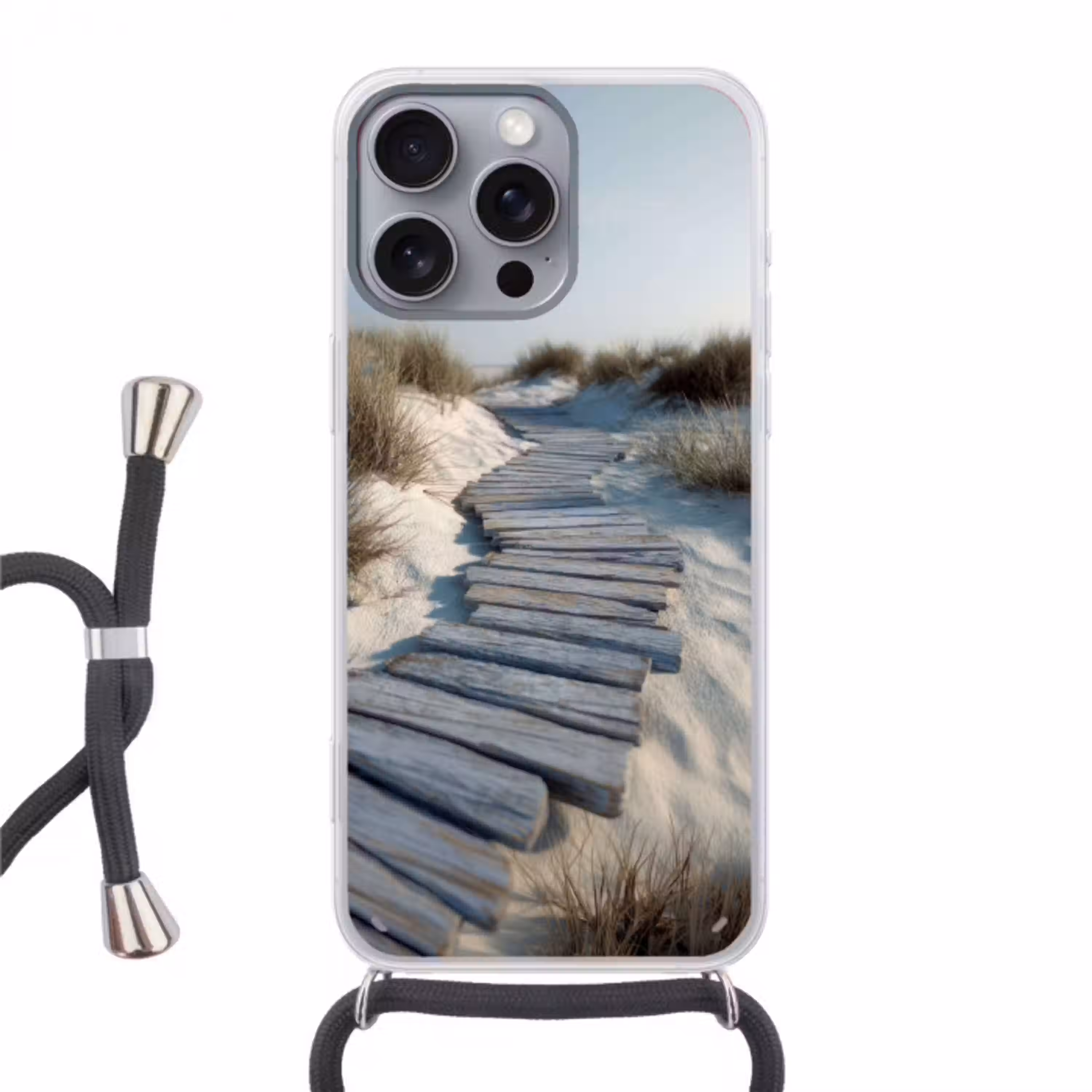 Pad - Planken - Duinen - Gras Hoesje iPhone 16 Pro Max met koord klein -3d
